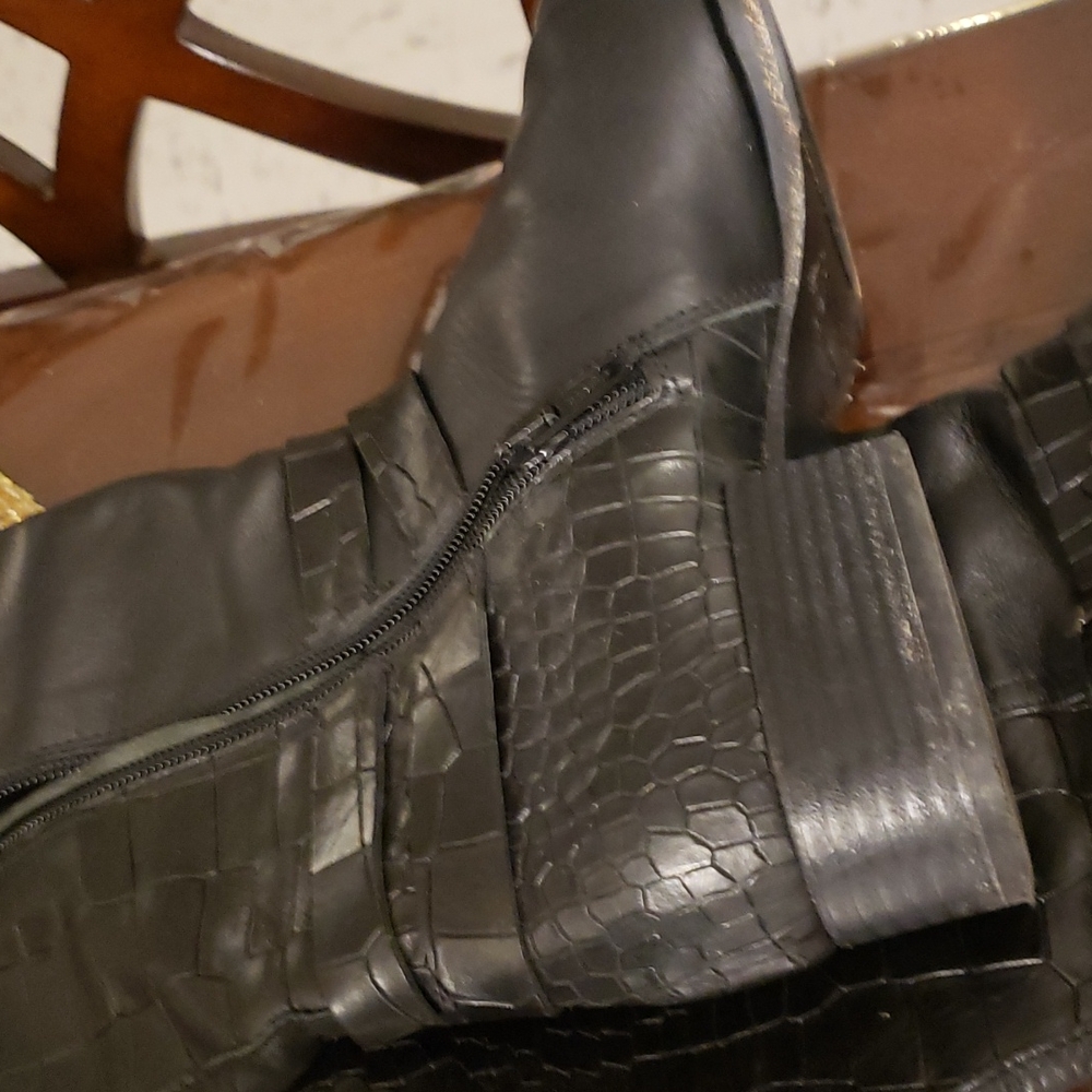 Napoleoni Black Croc Italian Boots Size 37